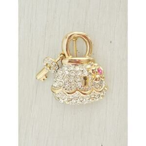 Hillard and Hanson Gold-Tone Rhinestone Handbag Pin